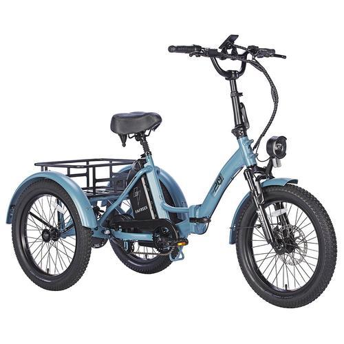 Fafrees F20 Mate Tricycle Électrique , Moteur Sans Balais 500 W, Batterie 48 V/18,2 Ah, Gros Pneus 20 X 3,0 Pouces, Vitesse Maximale De 25 Km/H, Freins À Disque Hydrauliques - Bleu