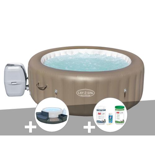 Kit spa gonflable Bestway Lay-Z-Spa Palm Springs rond Airjet 4/6 places + Ensemble mobilier + Kit traitement brome