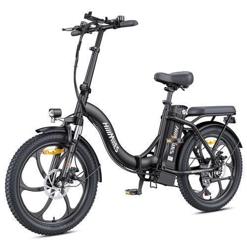 Hillmiles Mileport 1 Vélo Électrique Pliable Pas 62km Moteur 250w Batterie 36v13ah Avec Amortisseur Avant Shimano 7 Vitesses Pneus 20 Pouces Vtt Fat Bike Noir